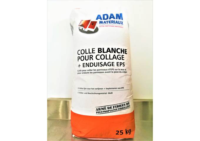 Colle BLANCHE pour collage+enduisage EPS Adam Materiaux sac 25kg