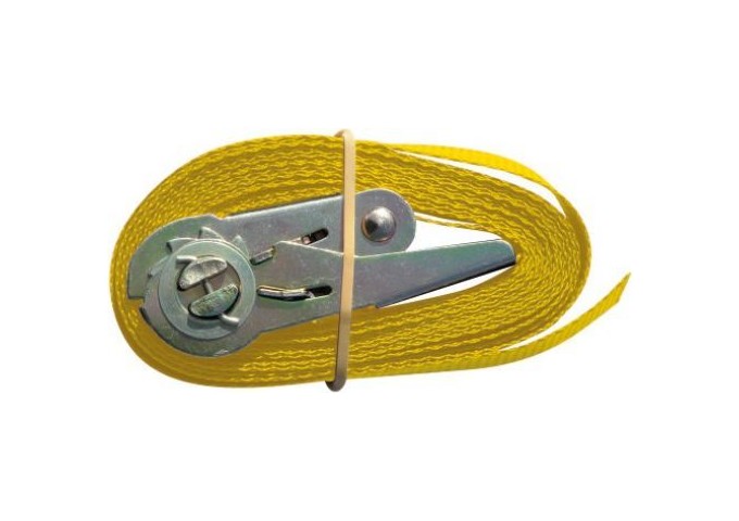 Sangle jaune à cliquet 25mm Modeco pièce 3mètres