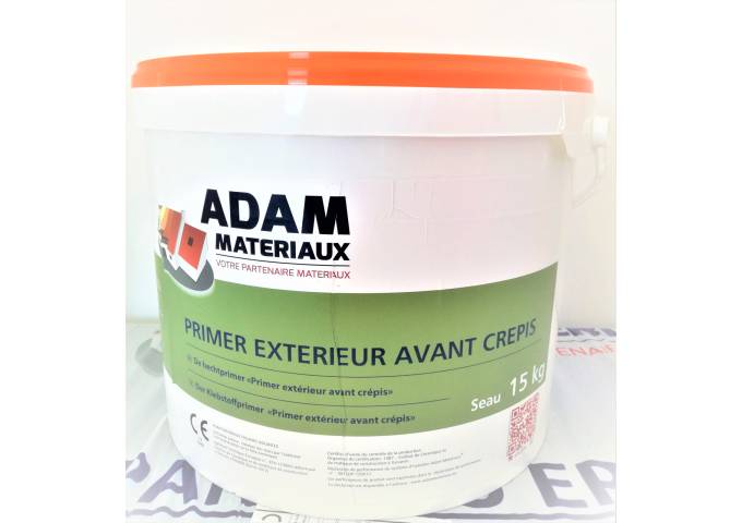 Primer exterieur avant crepis Adam Materiaux TO.BL003 Y 44% seau 15kg