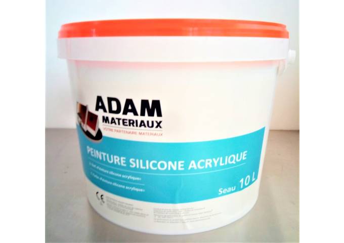 Peinture Blanche silicone.acrylique Adam Materiaux seau 10L