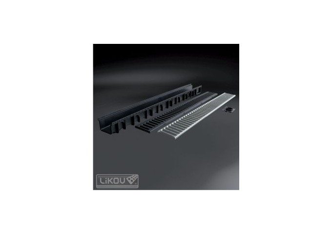Caniveau Likodrain RESINE WLC.Z 100x11x7cm + grille 1mètre + 2 bouchons