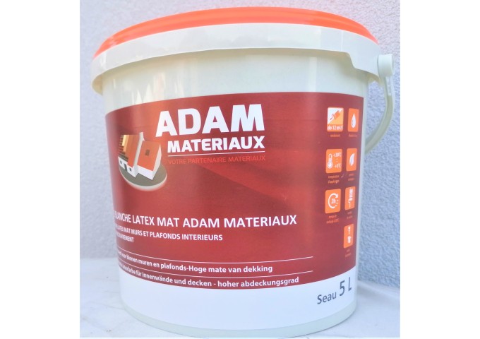 Peinture BL001 Y71 Latex Mate Intérieure Adam Materiaux murs et plafonds seau 5L