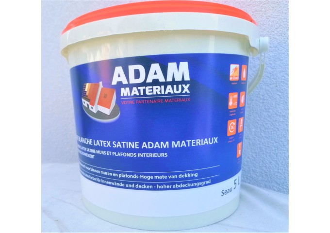 Peinture BL001 Y71 Latex Satiné Intérieure Adam Materiaux murs et plafonds seau 5L