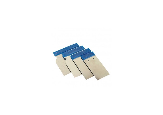Couteau mastic avec poignée en résine bleu acier inoxydable 4pièces