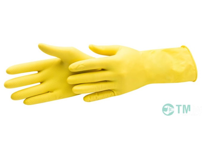 Gants ménage latex taille *L* couleur jaune paire