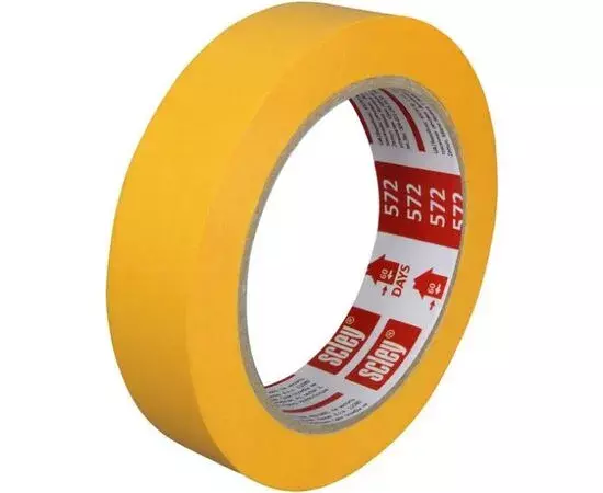 Tape . Ruban adhésif 25mm jaune pour travaux peinture *572* Scley rouleau 33mètres