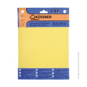 Papier de verre pour BOIS avec grain *60* 230x280mm Kussner/ 3pièces