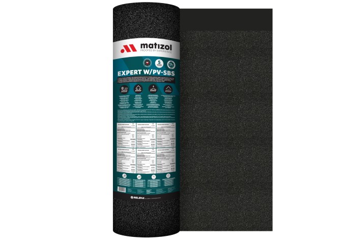 Roofing sous.couche Ardoisé Expert W PV Super SBS 2.5mm avec 2 bandes Auto.Collante Matizol Rouleau 15m²