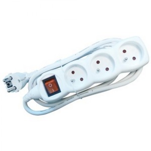 Prise multi blanc + cordon + interrupteur 3x16A / pièce 1.5mètres