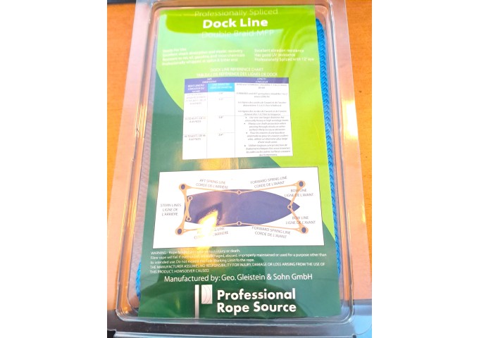 Corde Bleu Double Braid  3.8 x 15' Dock Line pièce