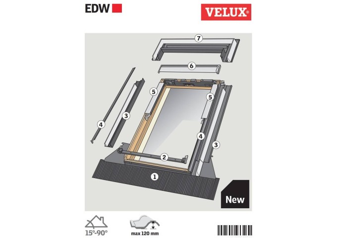 Raccord 134x98cm tuile VELUX EDW UK04 gris pièce