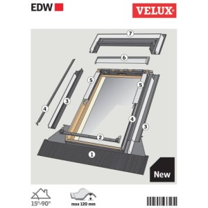 Raccord 134x98cm tuile VELUX EDW UK04 gris/ pièce