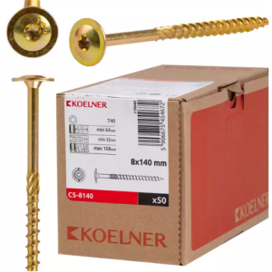 Vis à bois CS 8x140mm GRANDE TETE Torx 40 Koelner/ 50pièces