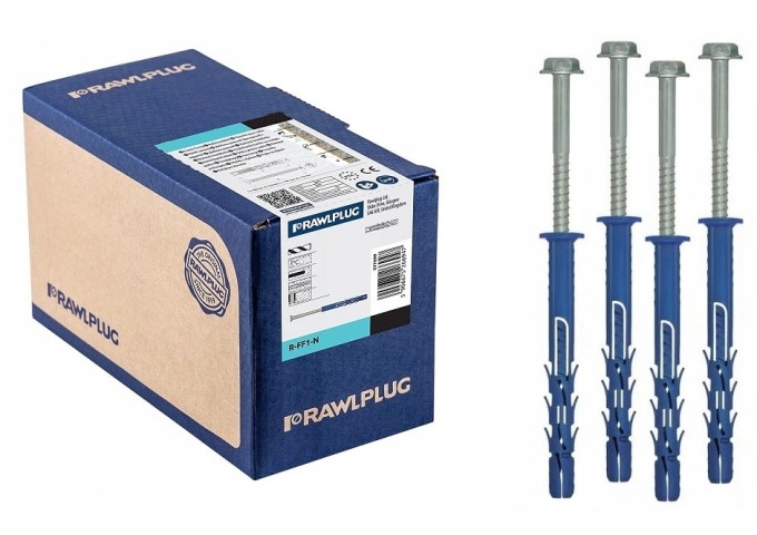 Tire.fond RAWLPLUG R.FF1 K 10x80mm tête cruciforme + colerette + cheville universelle boite 50pièces