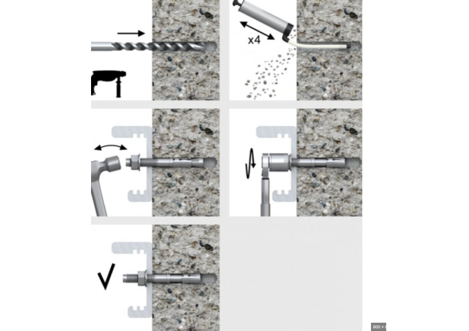 Goujon d'ancrage en acier 12X125mm R.XPT 12125.30 Rawlplug 50pièces