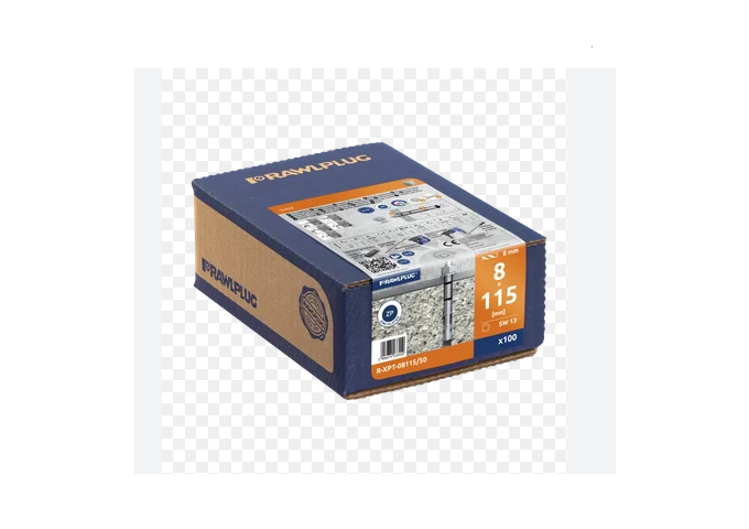 Goujon d'ancrage en acier 8X115mm R.XPT.08115.50 Rawlplug 100pièces