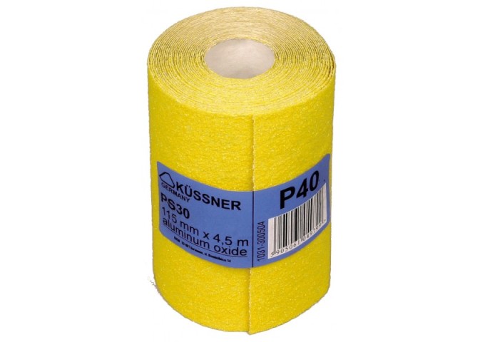 Papier de verre pour BOIS avec grain *40* 115mm Kussner Rouleau 4.5mètres