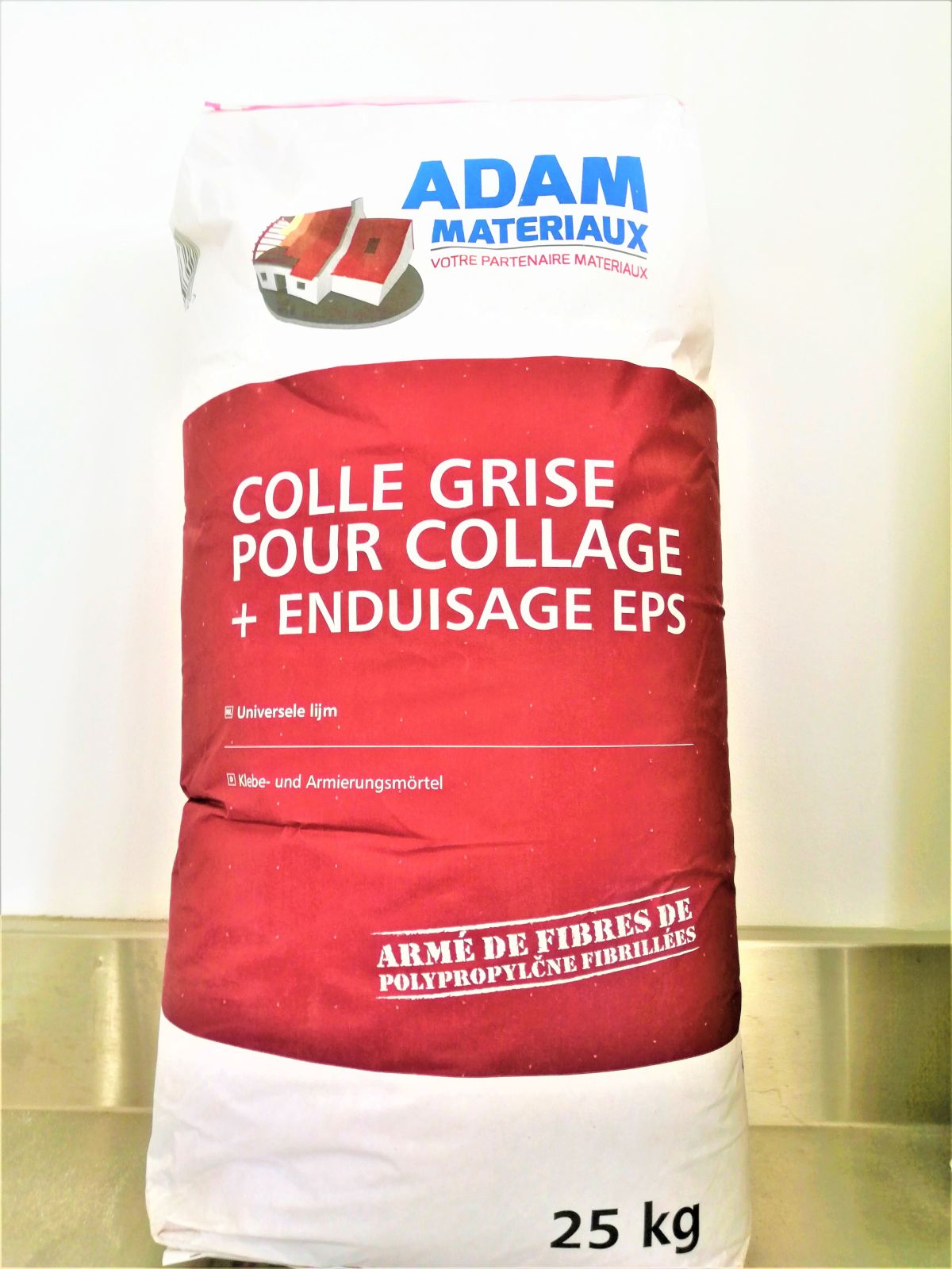 Colle GRISE pour collage enduisage isolants Adam Materiaux sac 25kg