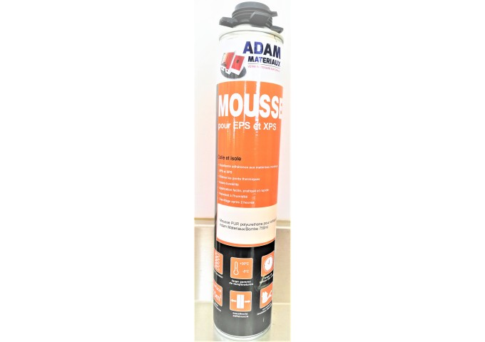 Mousse PUR pour collage EPS Adam Materiaux bombe 750ml